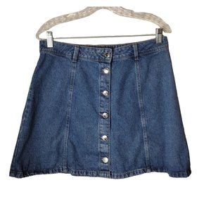 HM Skirt Womens 10 Denim Button Up Mini